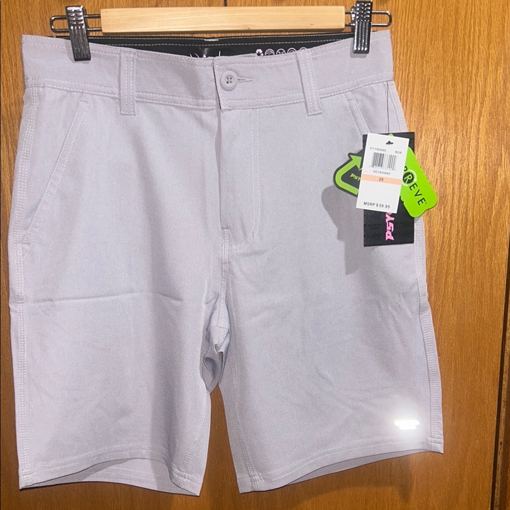 Psycho Tuna Men's Deckhand Hybrid Shorts | Gray | size 28 | NWT